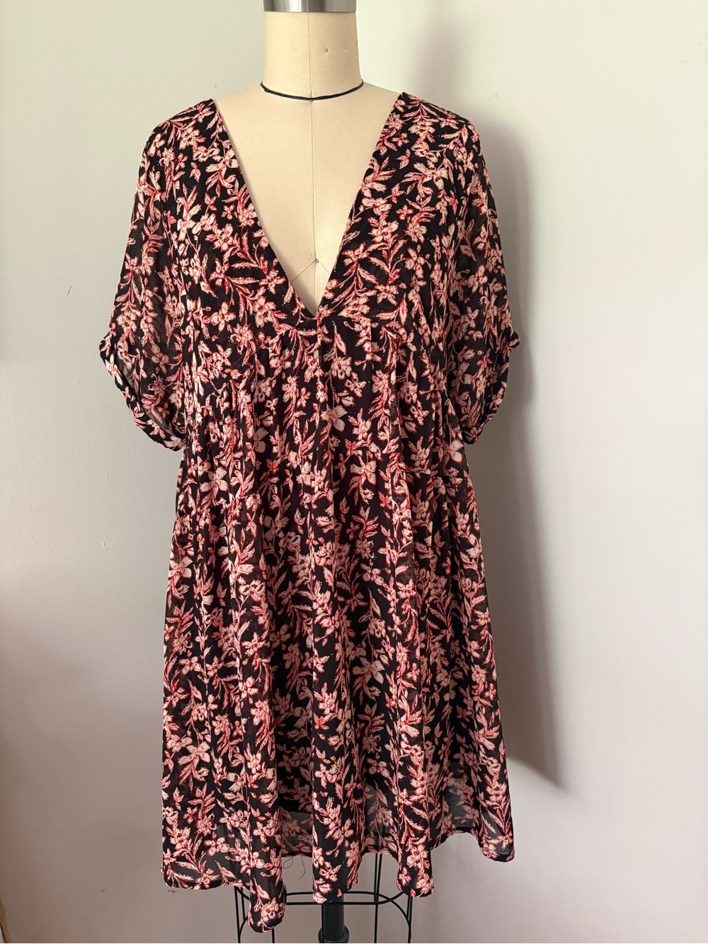 Free People Printed Babydoll Flowy Mini Dress Size Small